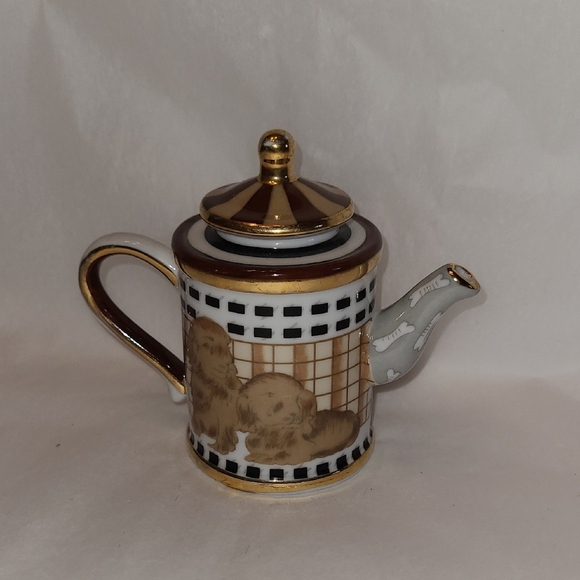 Vivian Chan Other - Vintage Miniature Vivian Chan Teapot Brown Puppies Dogs 2000